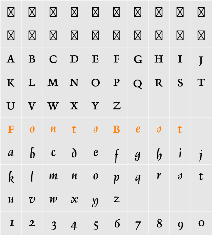 Delphin LT Std 1 Character Map