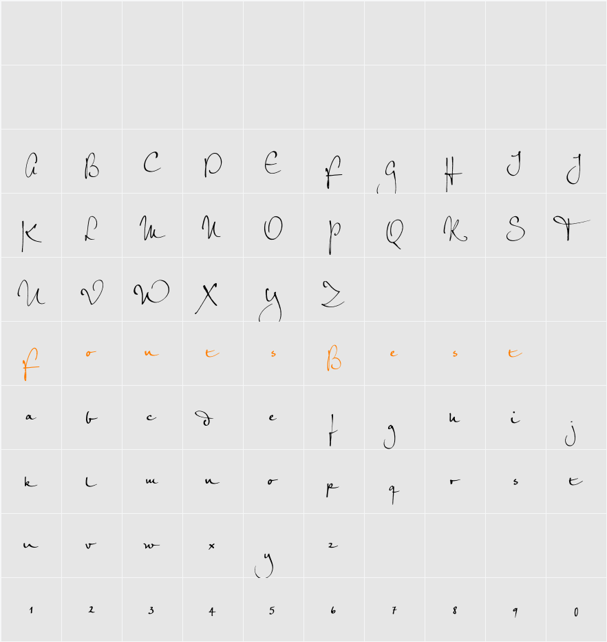 PetraScriptEF-Regular Character Map