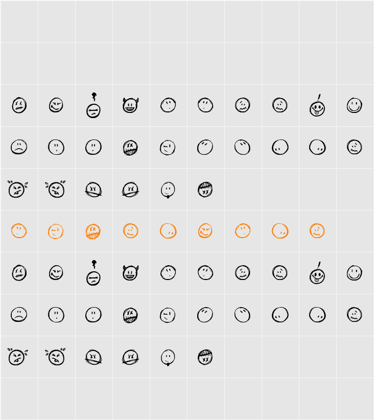 Sketchy Smiley Character Map