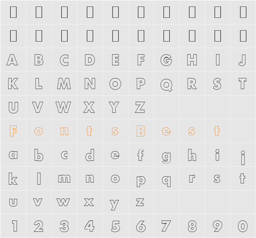 PeterBeckerOutline-ExtraBold Character Map