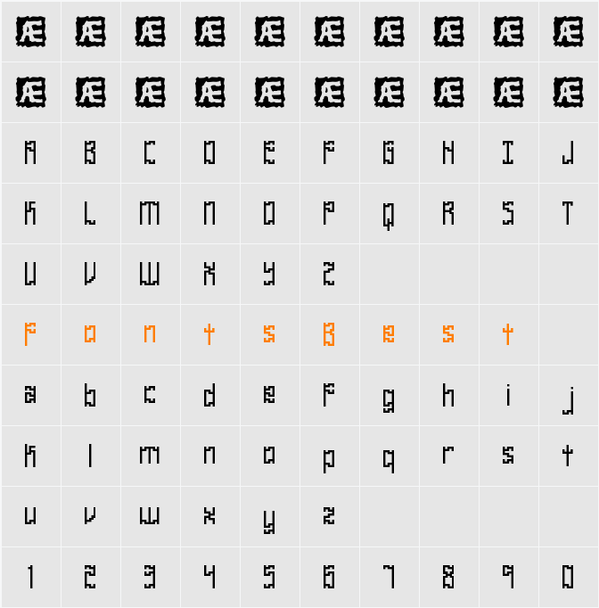 Zirconia Cubic BRK Character Map