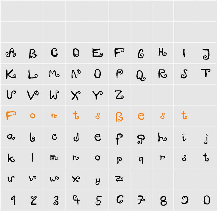 zawijasy Character Map