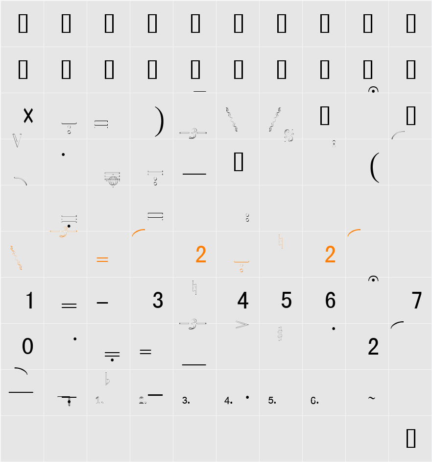 JianPu Character Map