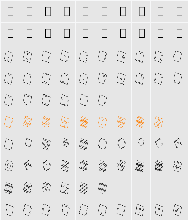 QUBE HOLLOW THIN Character Map