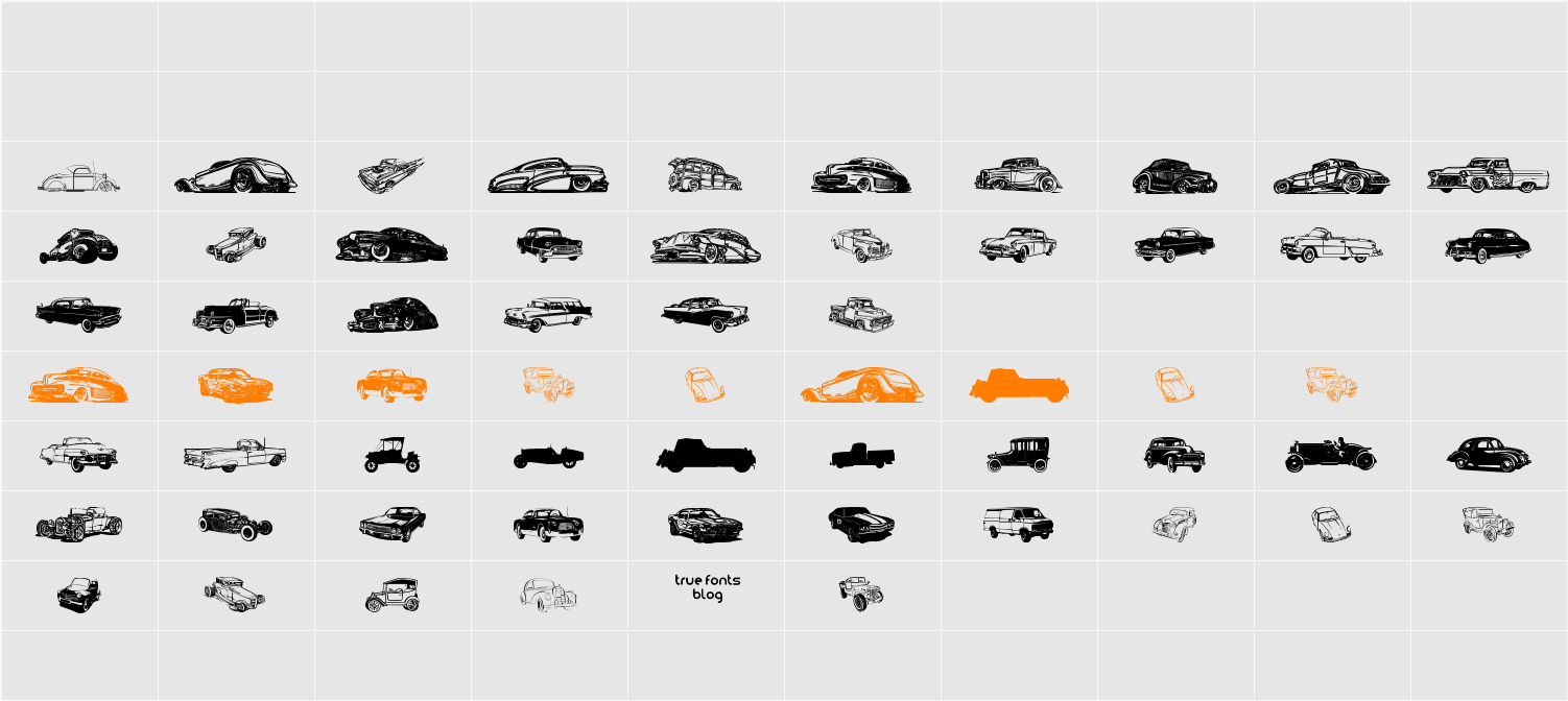 vintage auto cars tfb Character Map