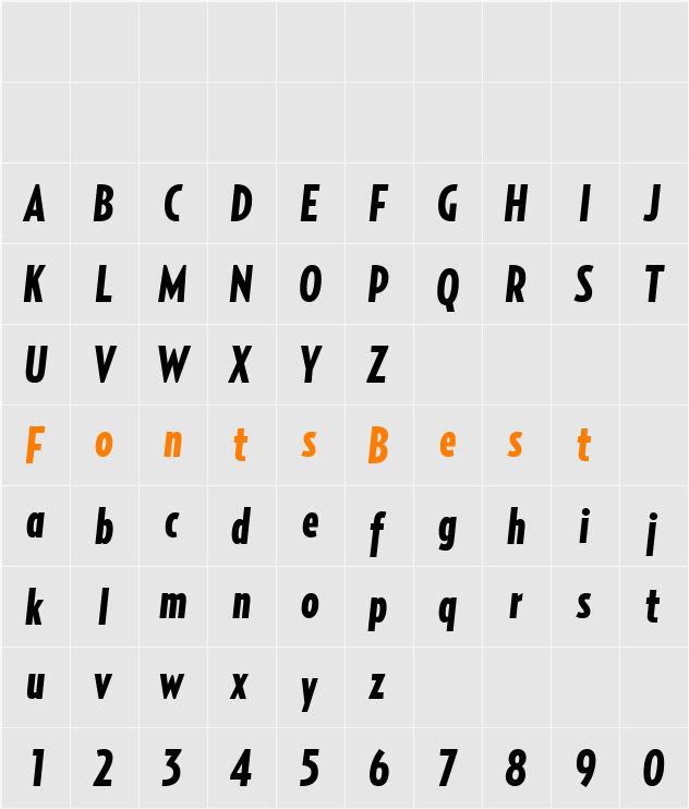 RelayComp-BlackItalic Character Map