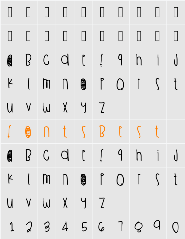 LittleGreenApples Character Map