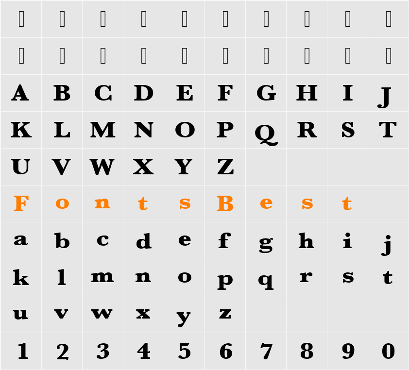 URWBaskerTUltBolExtWid Character Map