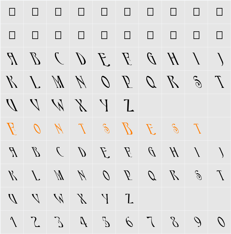 FZ JAZZY 18 LEFTY Character Map