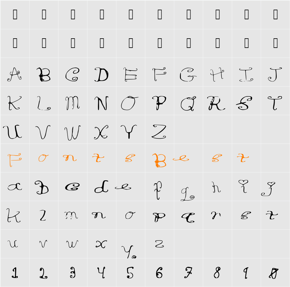 RiordonFancy Character Map