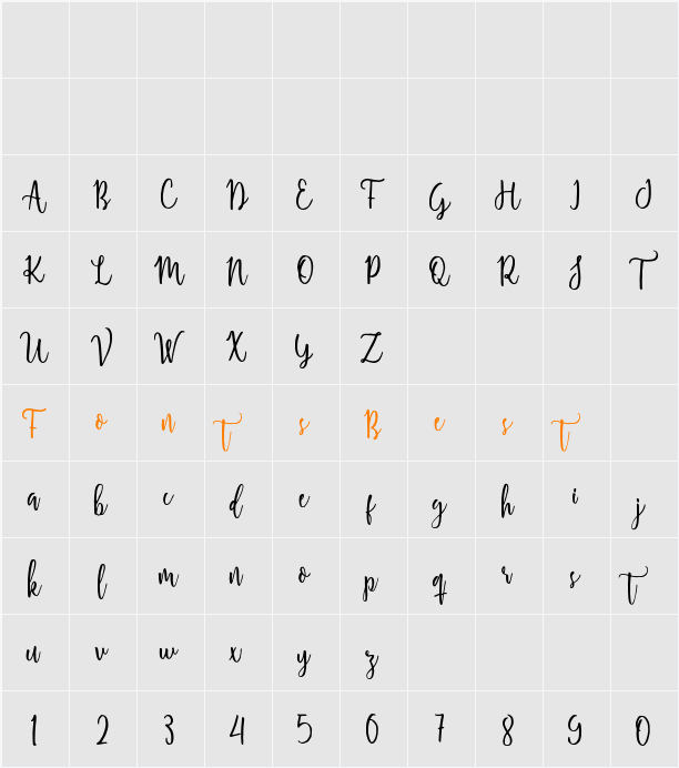 Shellahera Script Demo Character Map