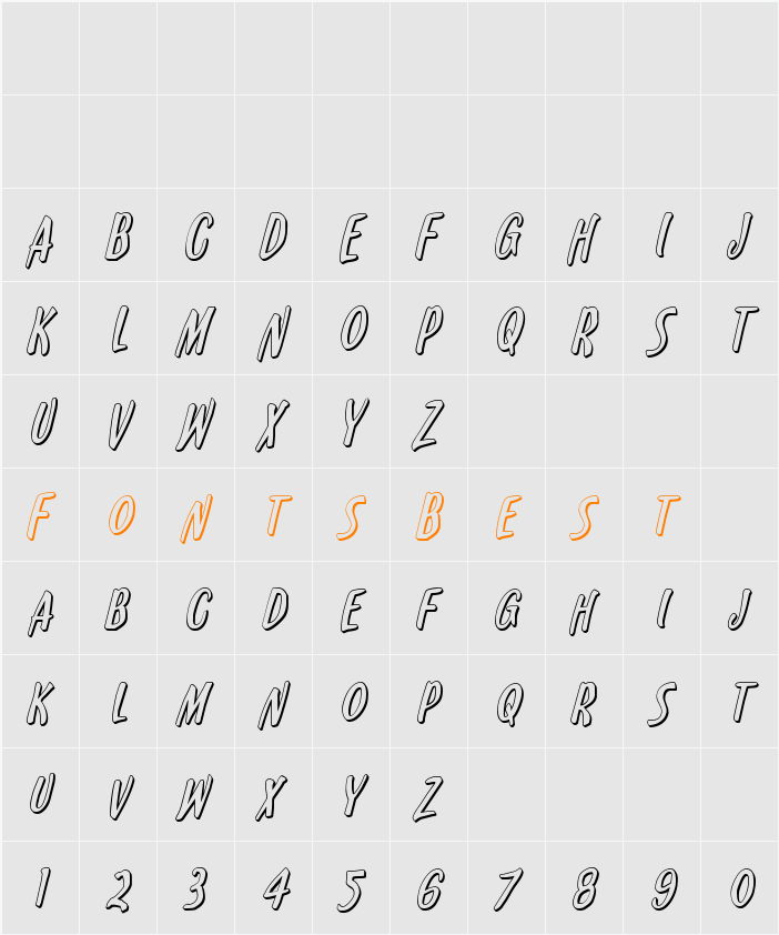 Kennebunkport 3D Italic Character Map