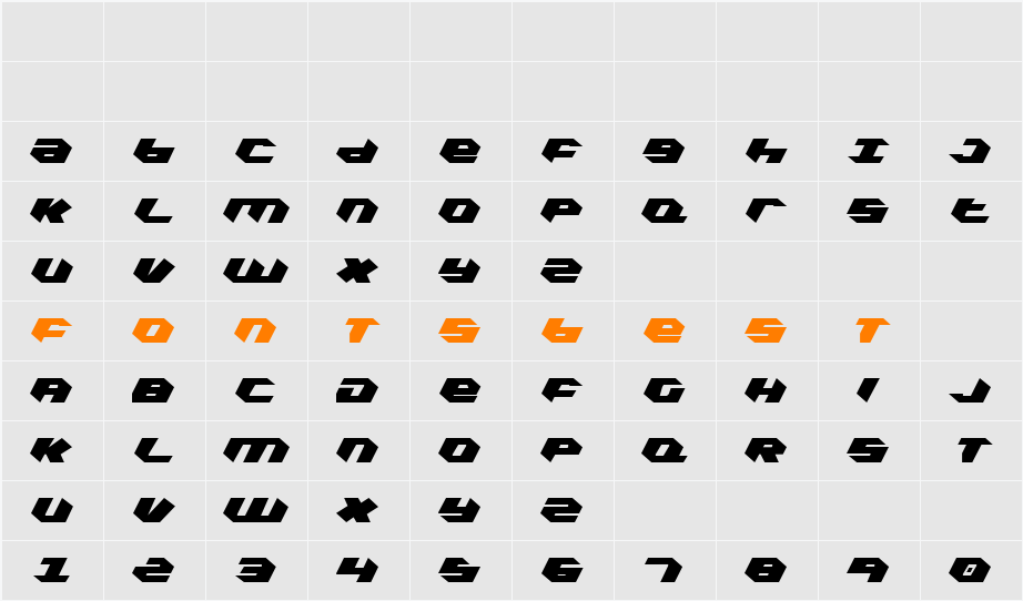 Kubrick Extra-Condensed Character Map