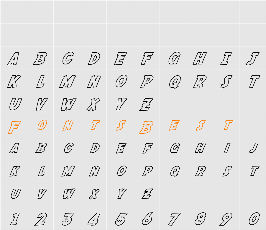 SF Fedora Outline Character Map