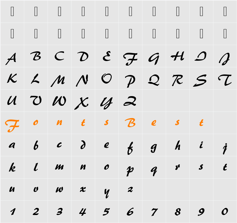 Palette Becker Character Map