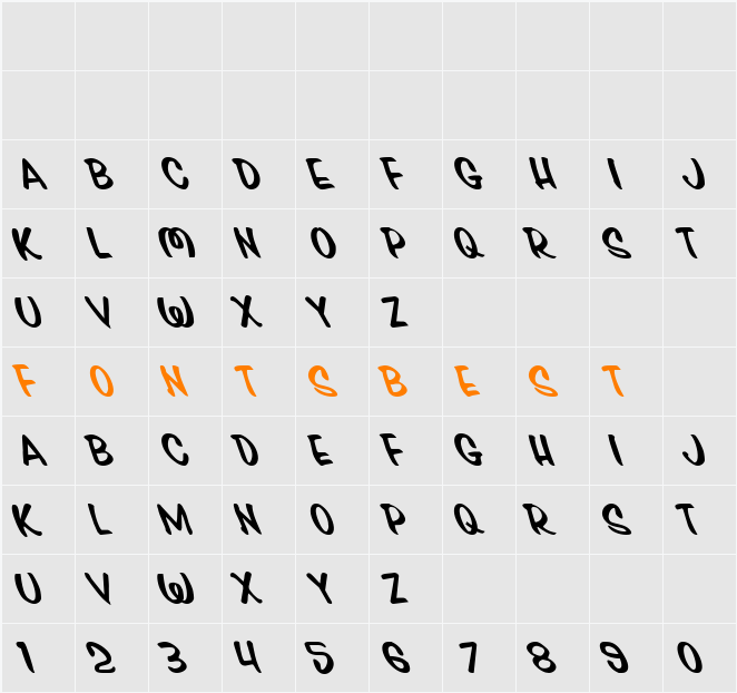 Press Darling Leftalic Character Map