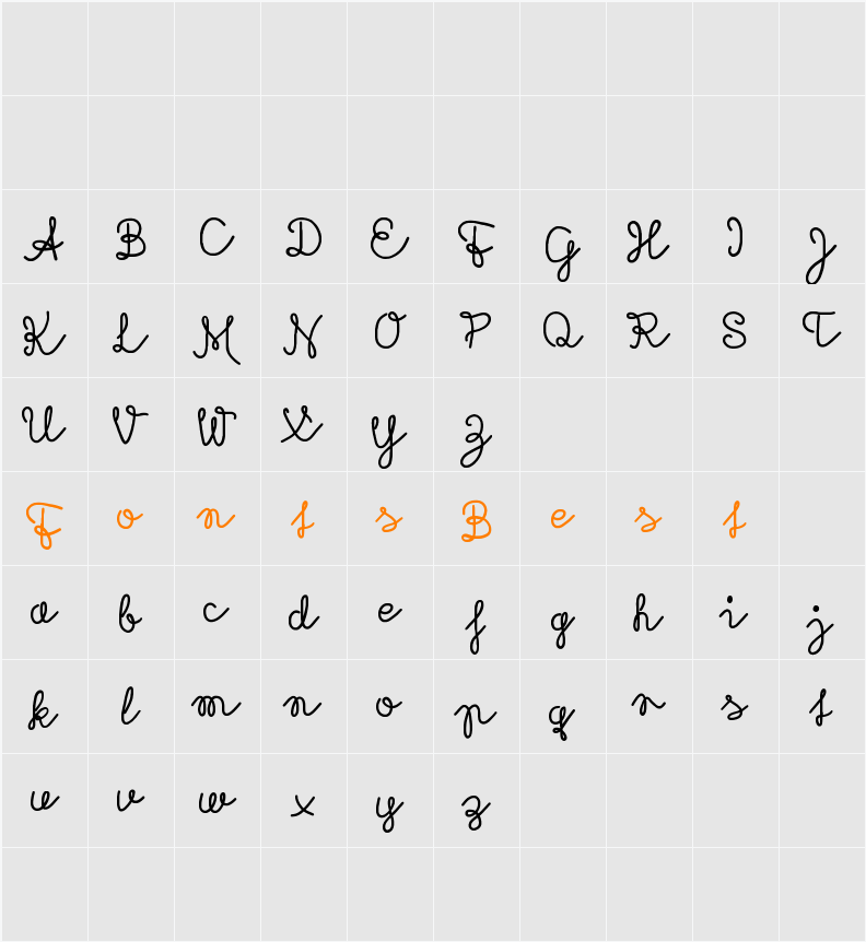 Rubican Character Map