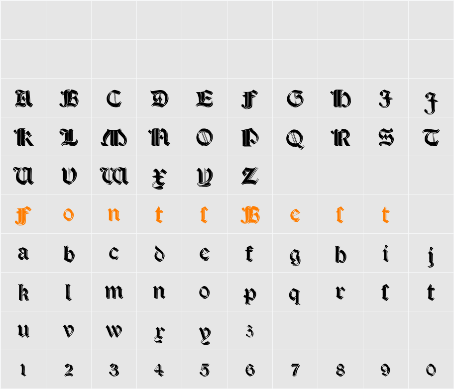 Salterio Shadow Character Map
