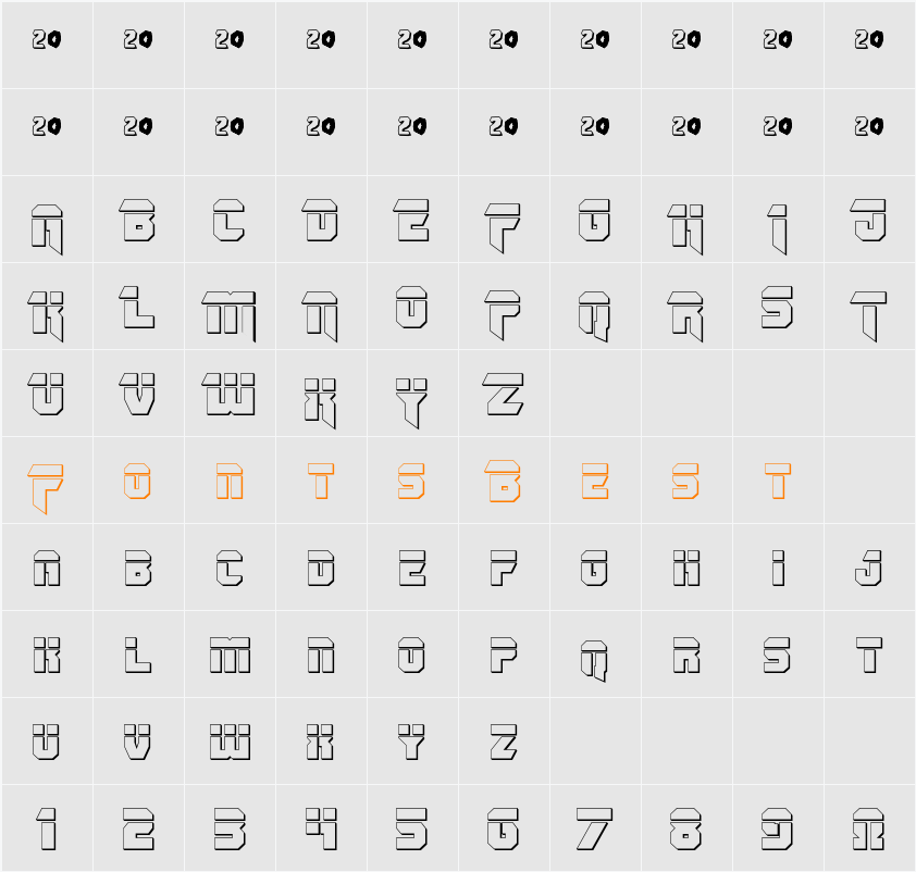 OmegaForce Bullet Character Map