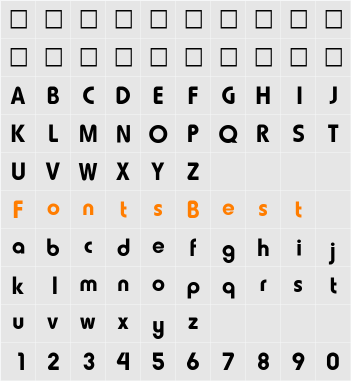 QTHowardTypeFat Character Map