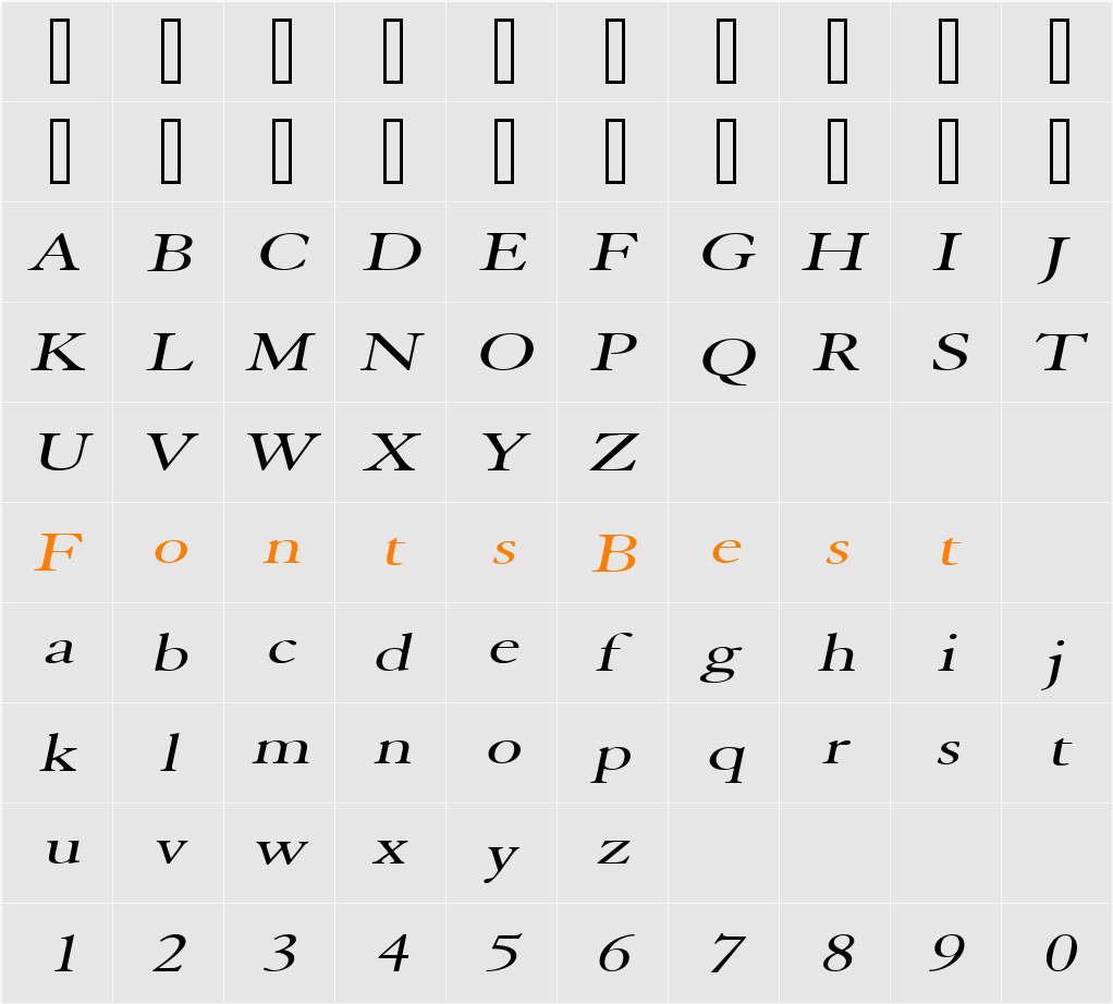 Elephant Extended Character Map
