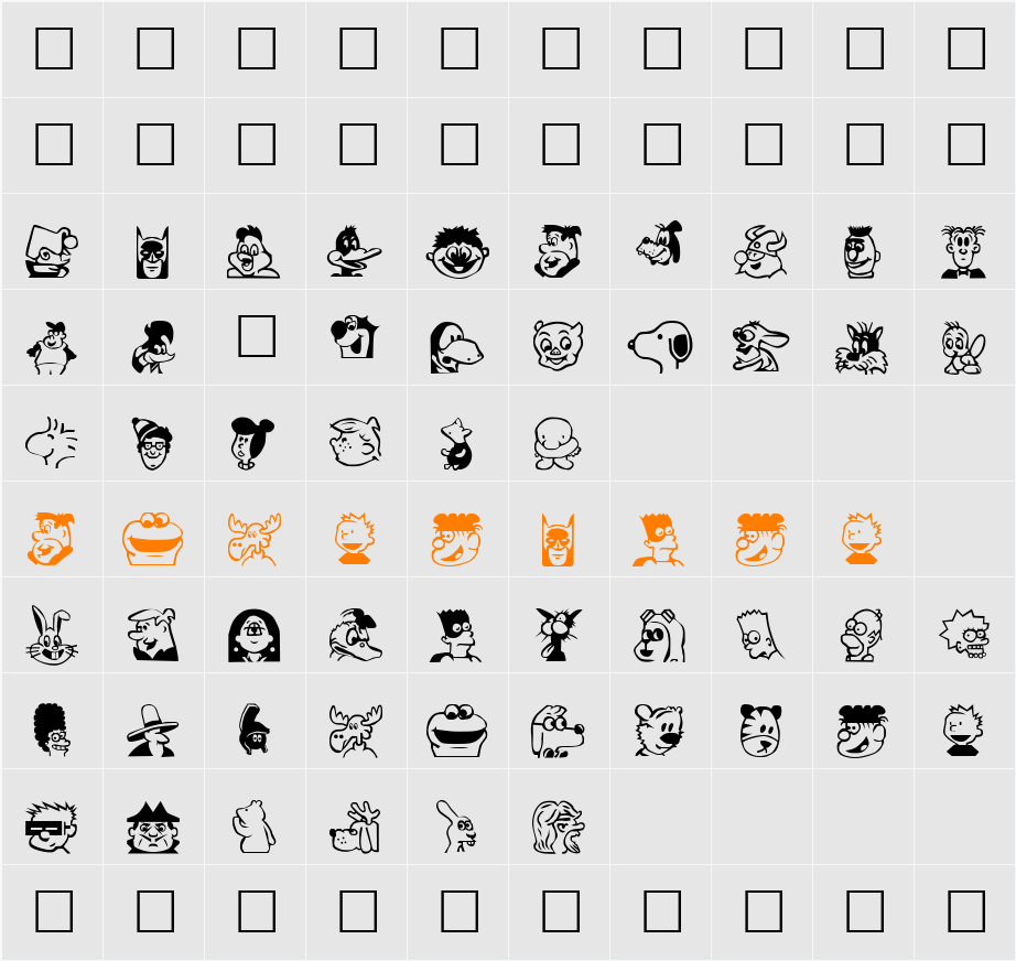 Toon Character Map