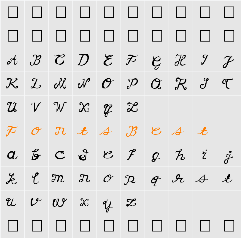 Korv Character Map