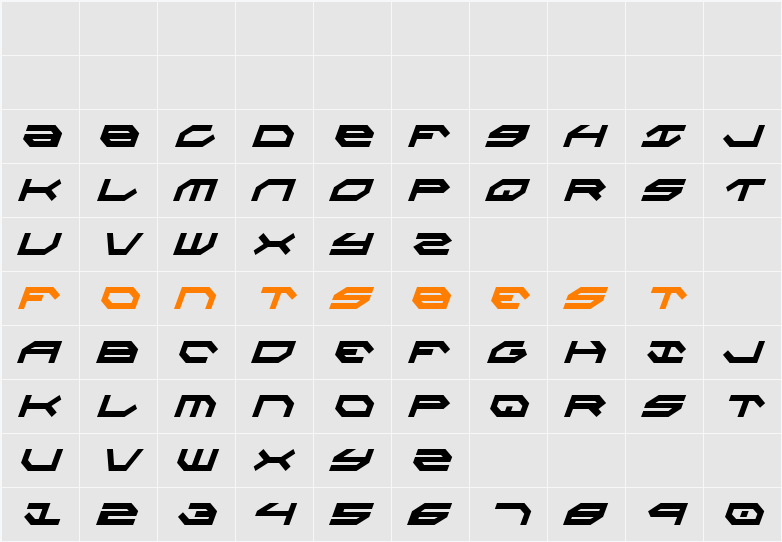 Taskforce Condensed Italic Character Map