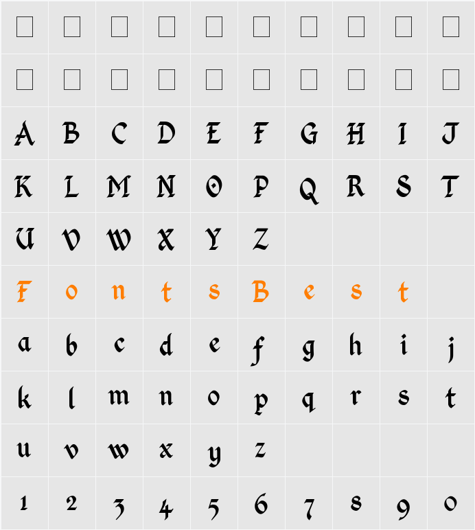 Kingthings Calligraphica 2 Character Map