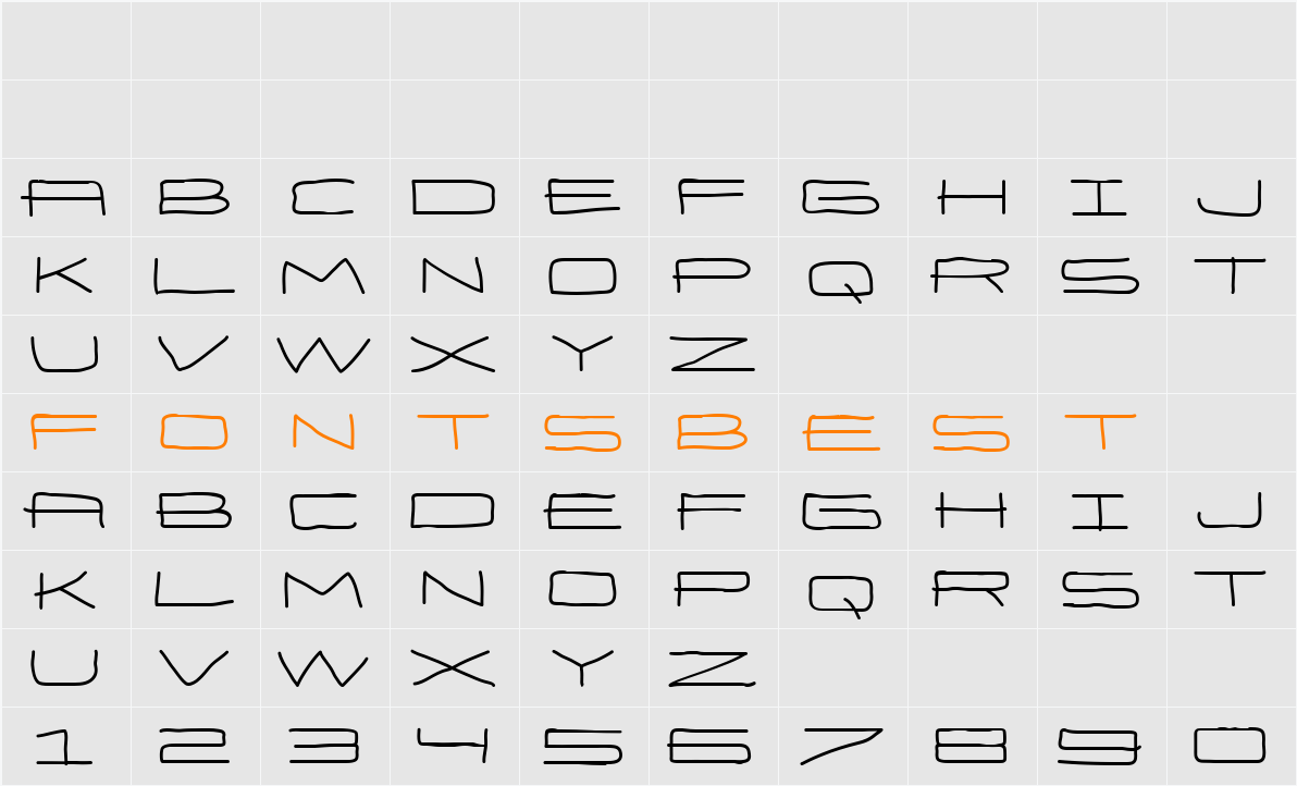 Eneas Expanded Bold Character Map