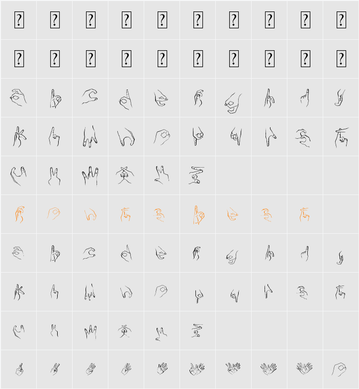 Handstand Character Map