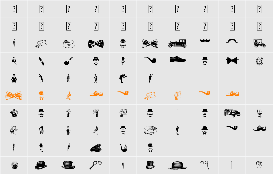 Gentleman Icons Character Map