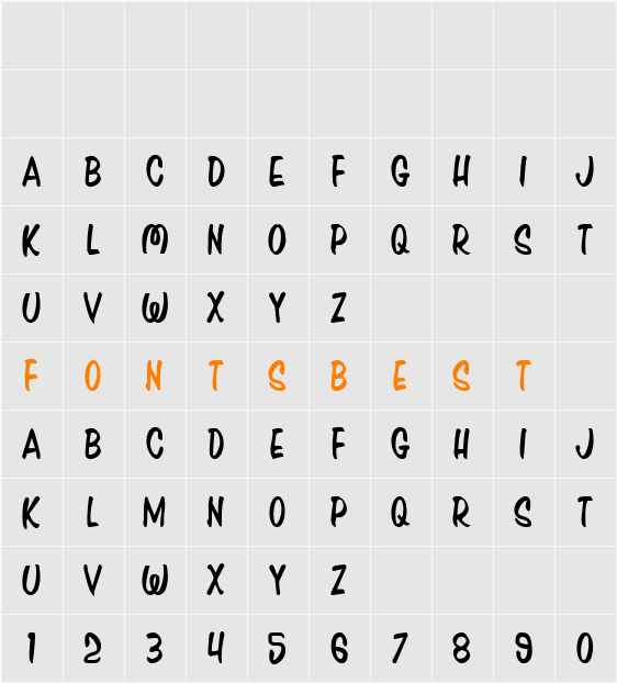 Press Darling Condensed Character Map