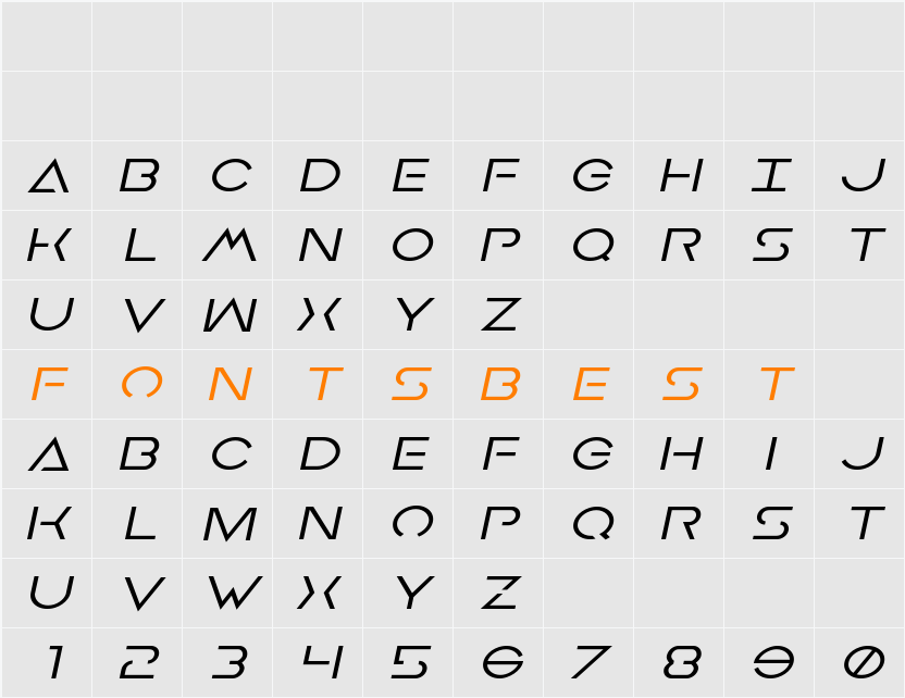 Earth Orbiter Expanded Italic Character Map