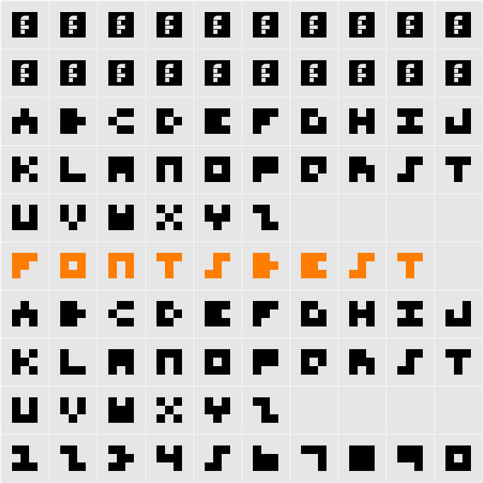 Pixel rocks Character Map