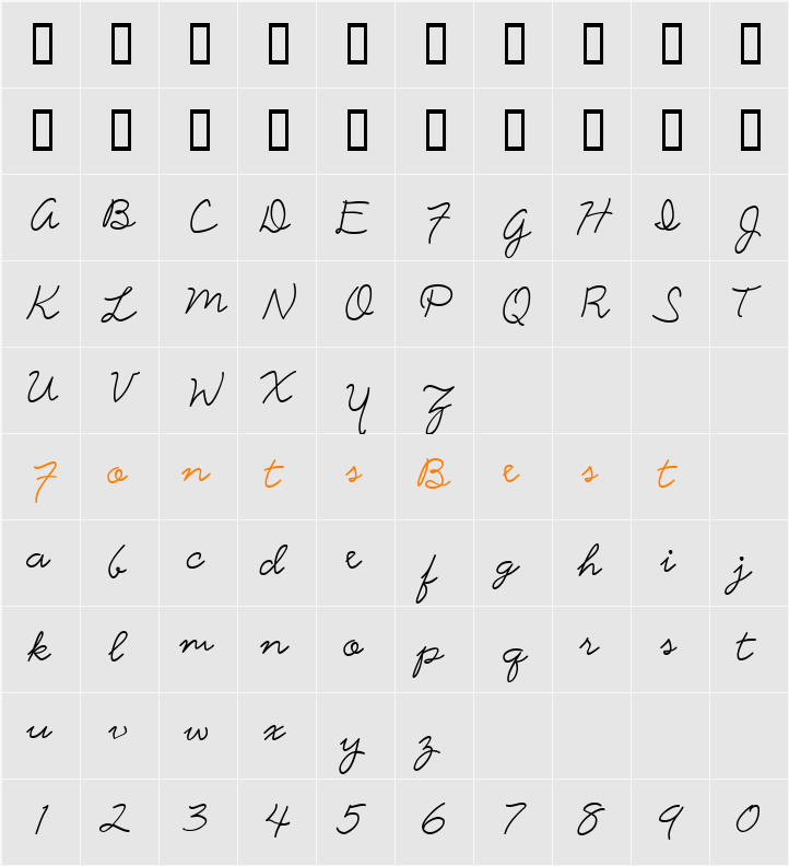 Scrap Script Character Map