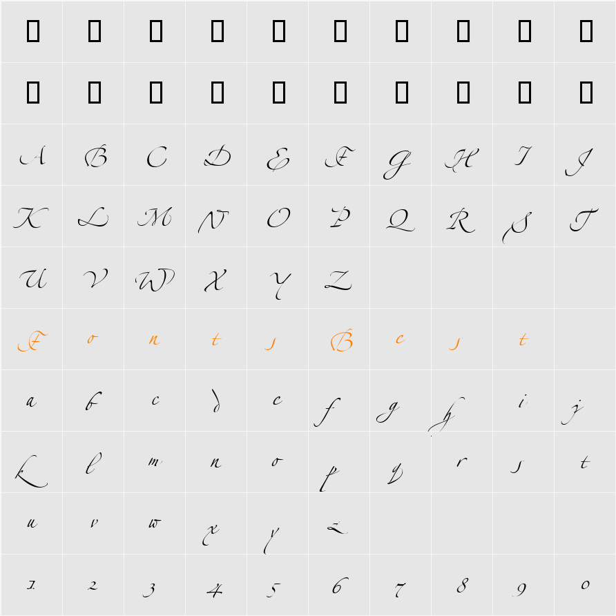 LTZapfino Two Character Map
