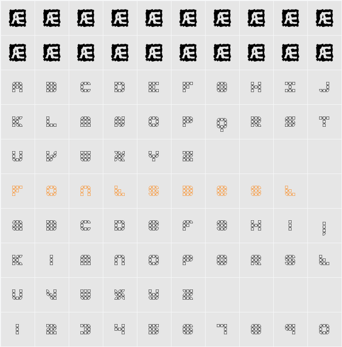 Konector O1 (BRK) Character Map