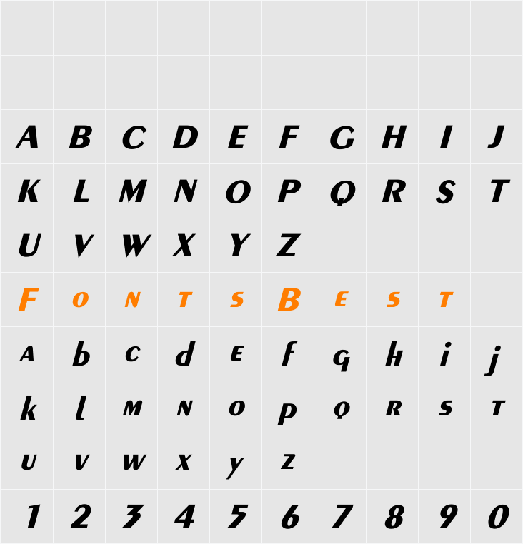 Peignot-Demi-Bold Italic Character Map