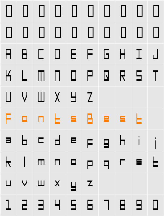 SF Square Head Condensed Character Map