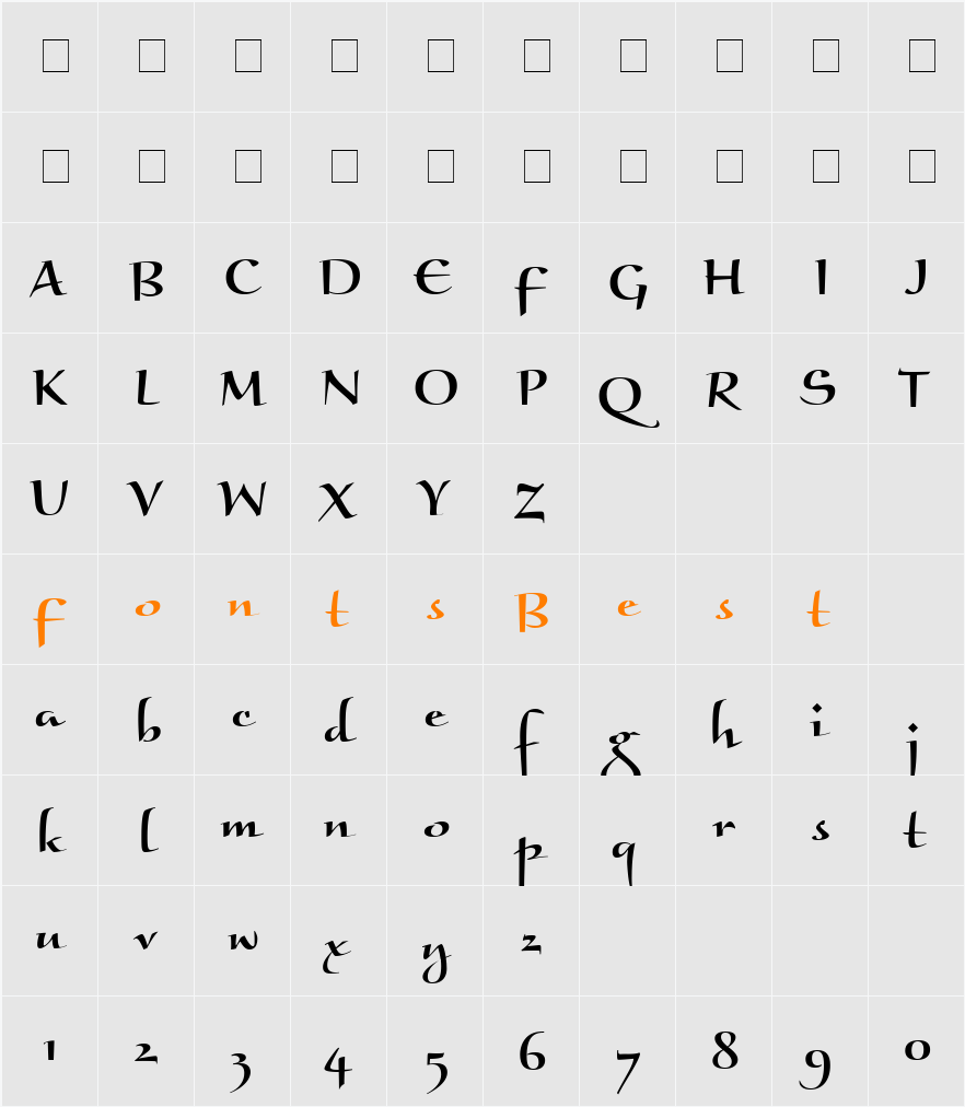 Braganza ITC Character Map
