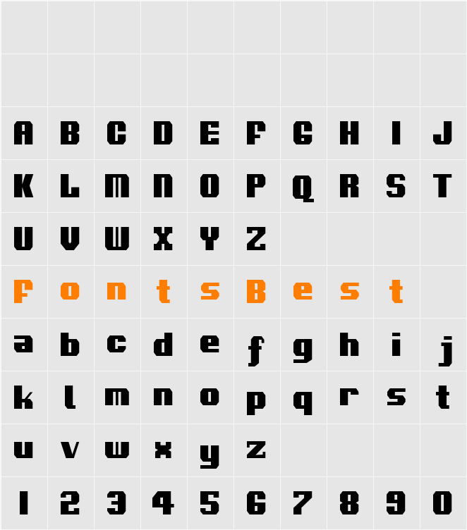 Voortrekker Condensed Character Map