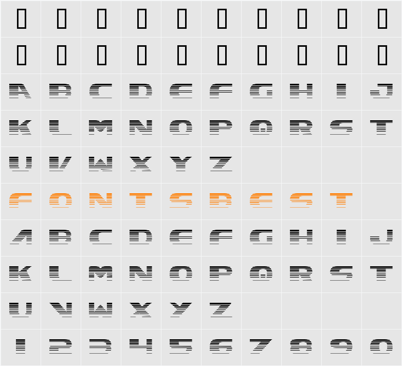 Excelsior Gradient Character Map