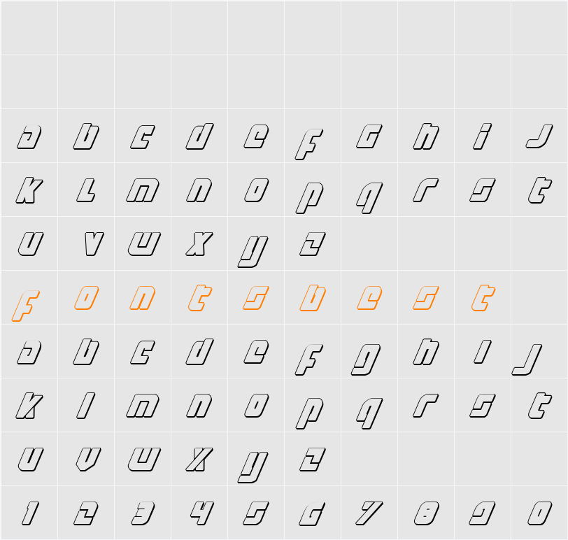 Exoplanet 3D Italic Character Map
