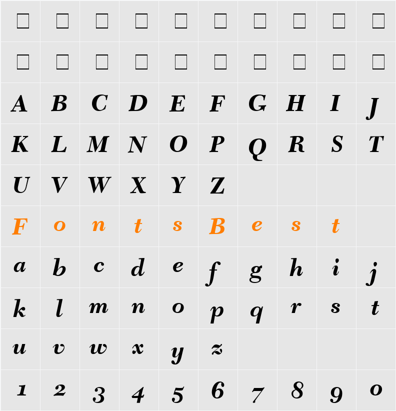 Tycoon SSi Character Map