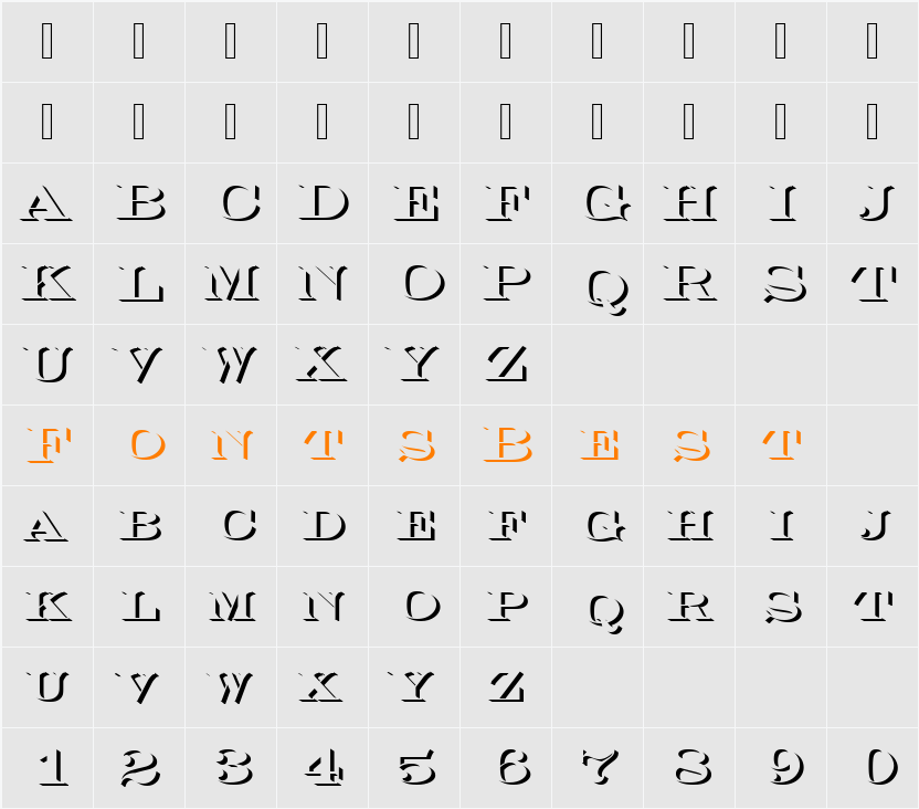 EngraversOnlShaDBol Character Map