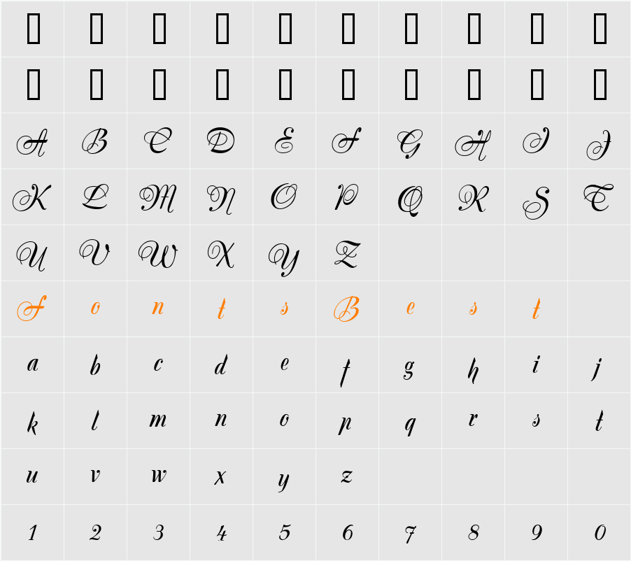 PrimroseJF Character Map
