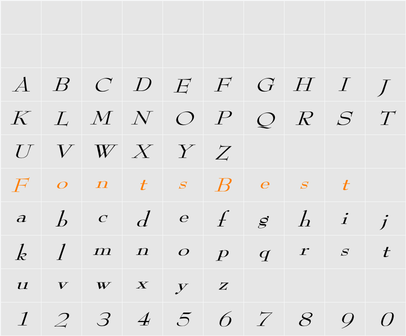 ReedFont Wd italic Character Map