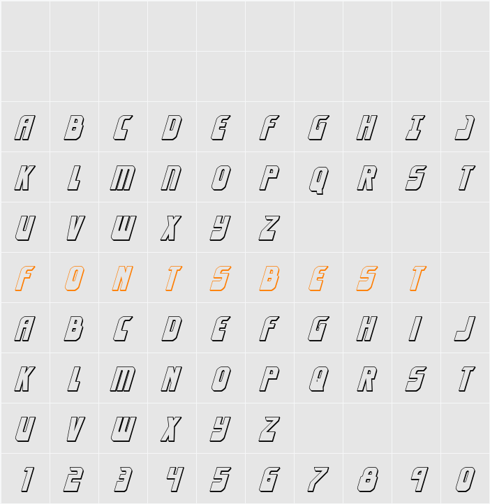 Eldebaran 3D Italic Character Map