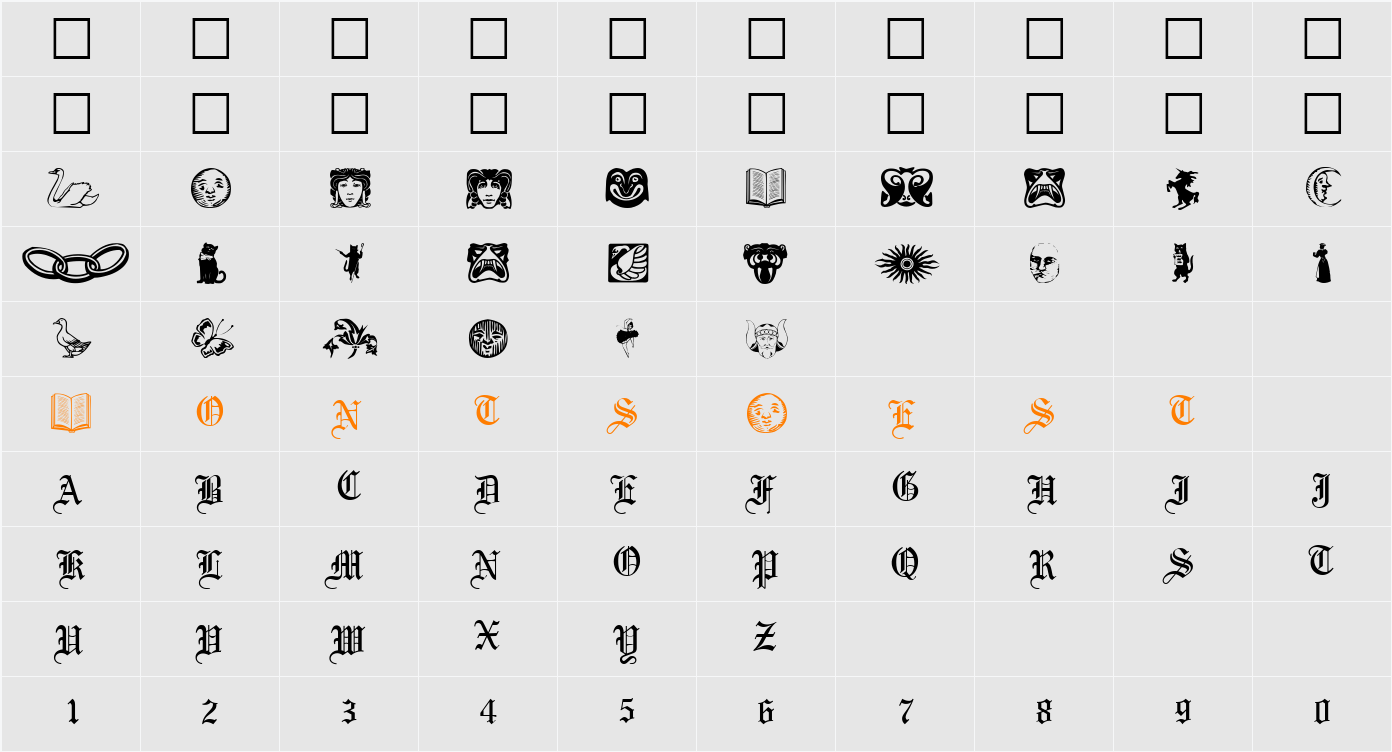 Phantasy Dingbats Character Map